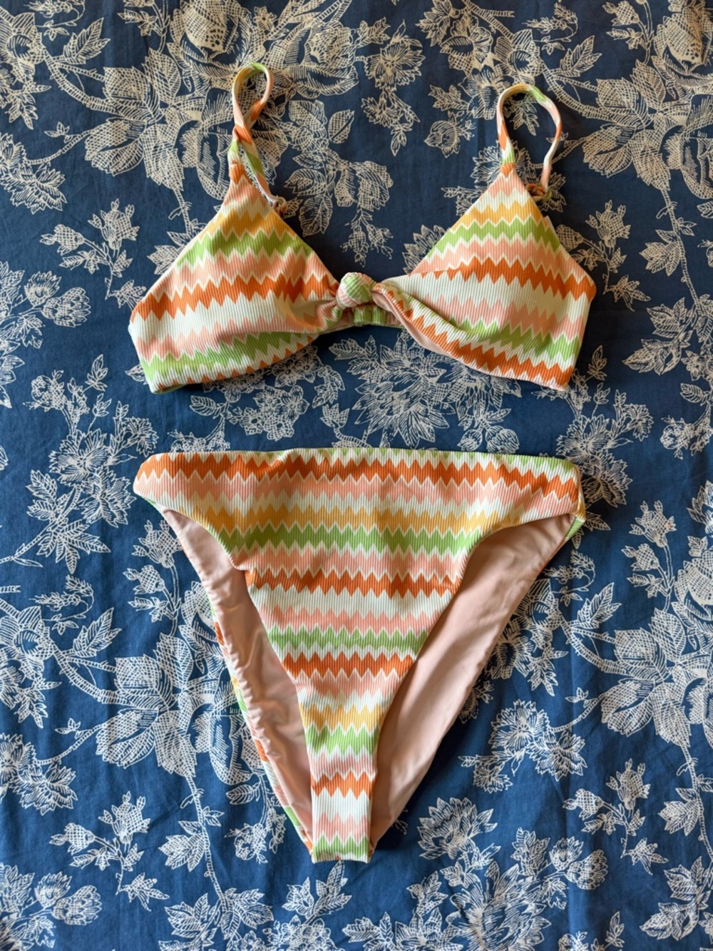 Dippin' Daisy's Orange, Green & Pink Zigzag Bikini Set